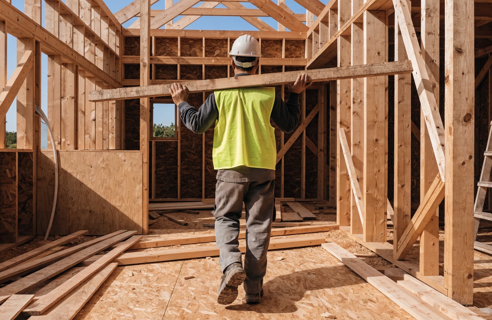 A construction crew on a residential build