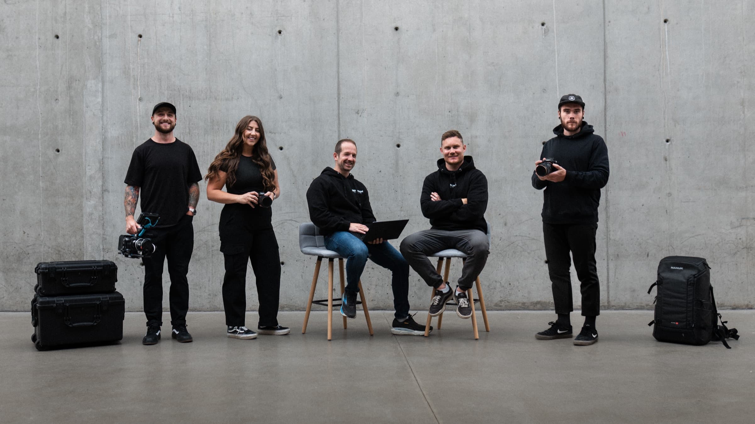 The five-person Serenium team on location